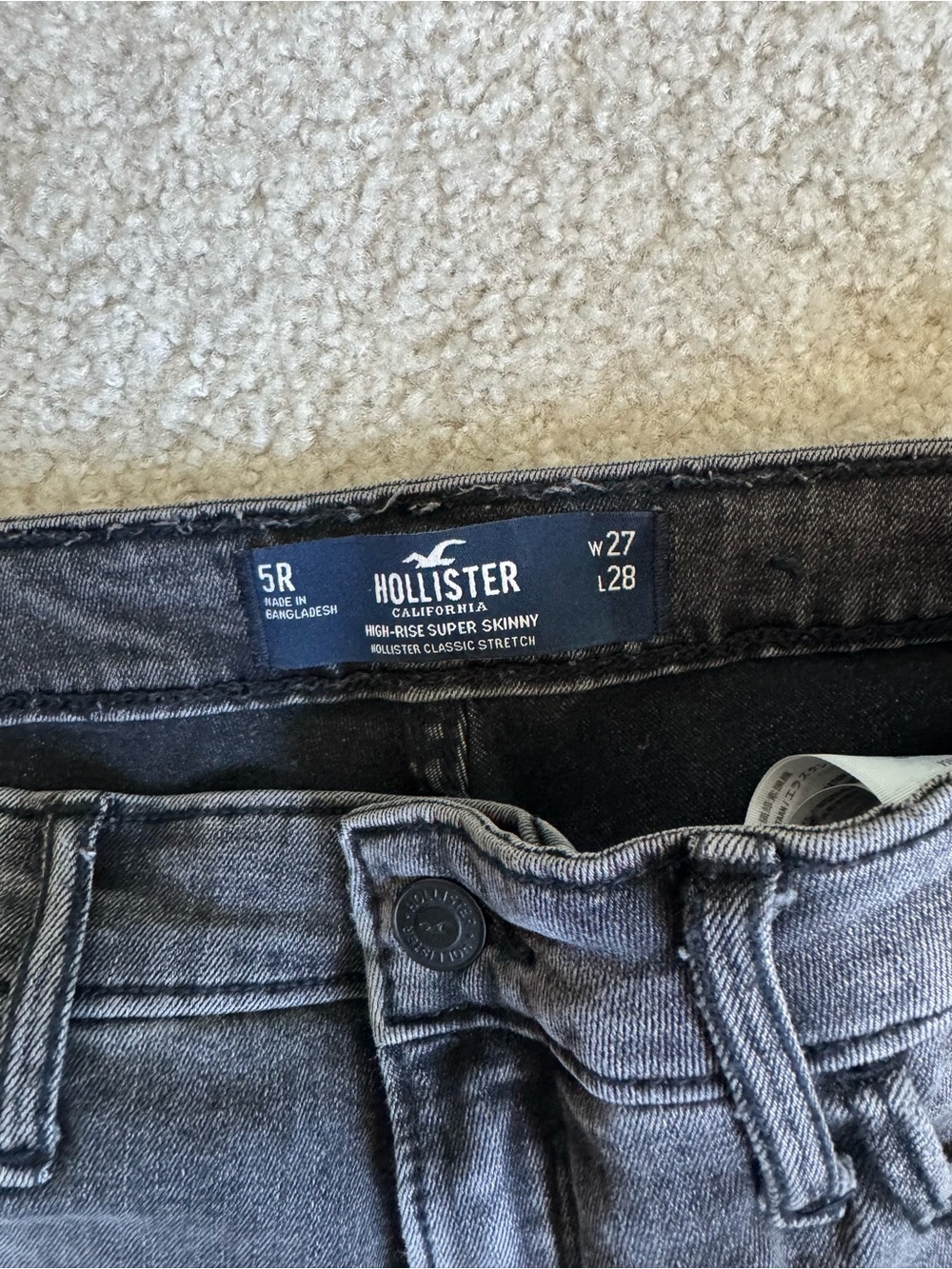 Hollister High-Rise Super Skinny Jeans in Charcoal Gray - Women's 5R W27 L28 - Picture 2 of 3